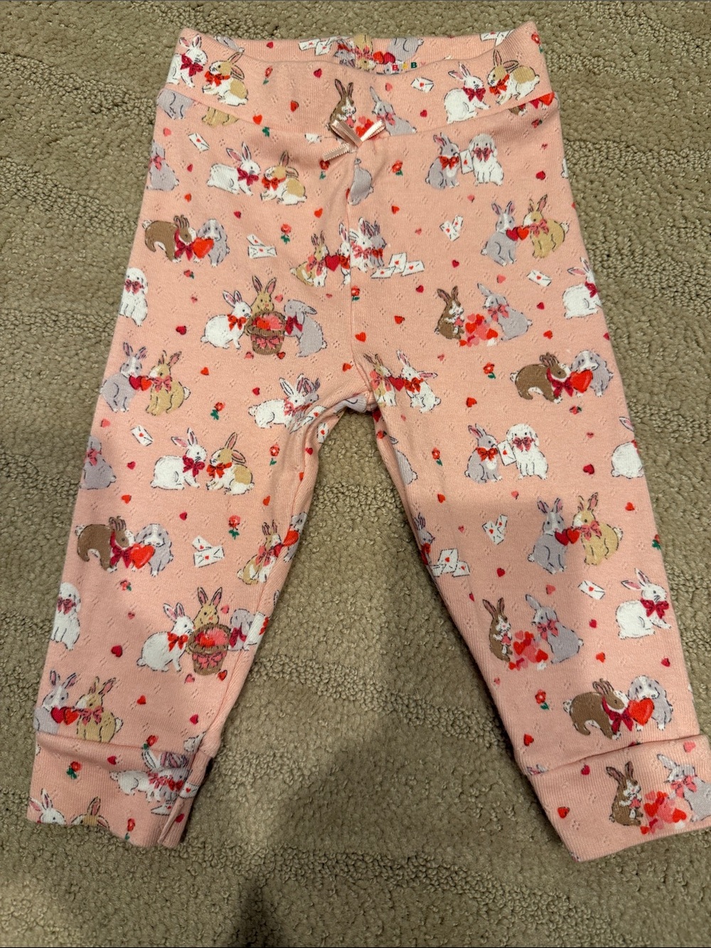 Baby Boden Pink Bunny & Hearts Leggings